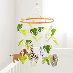 let's make baby mobile crib safari lion close-up for calm sleep