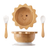 lets-make bamboo suction bowl sticks securely to non-porous surfaces for mess-free feeding