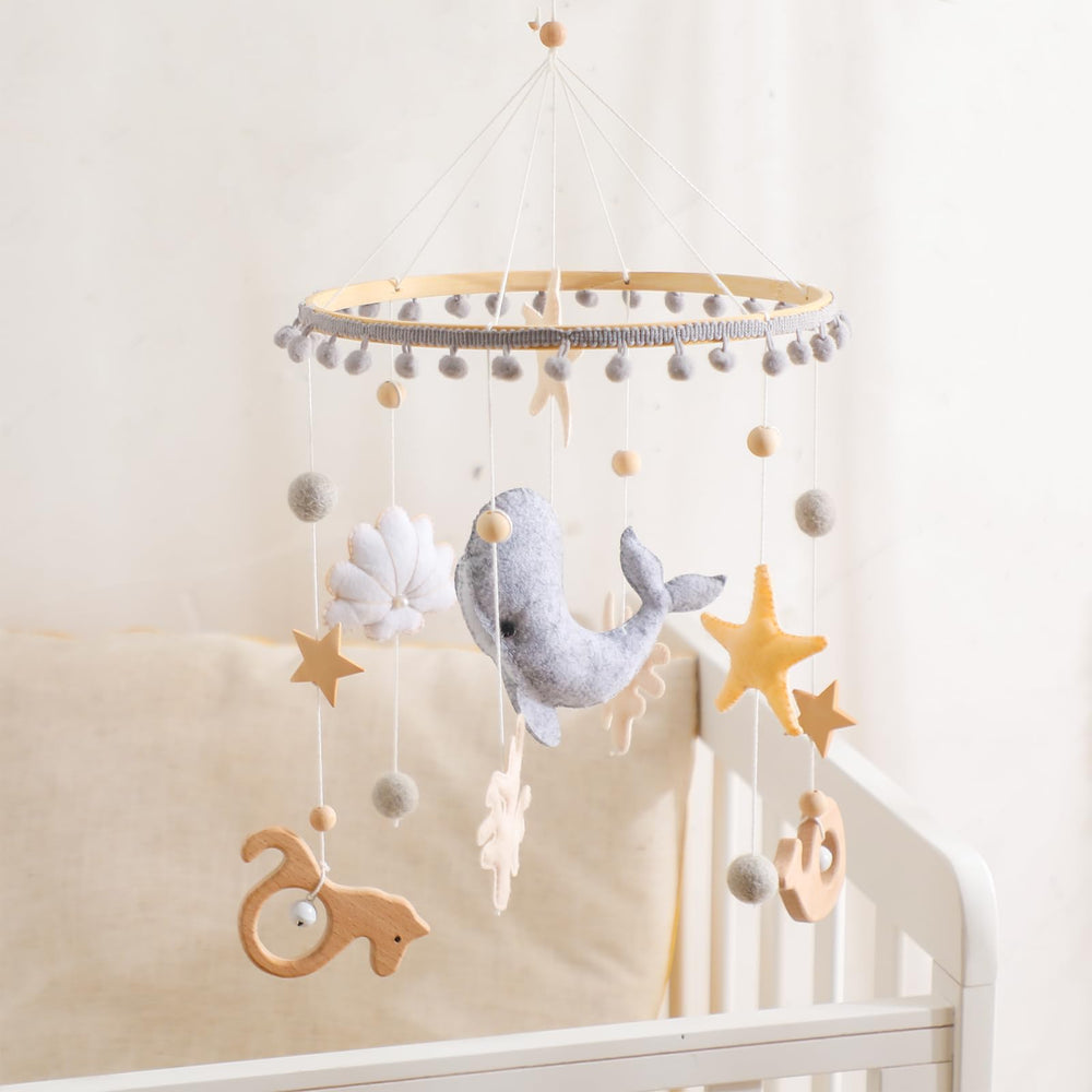 lets-make crib mobile ocean whale gently soothes babies with ocean-themed visuals.