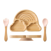 Let's Make bamboo suction plate rainbow-divided platter reduces mess during self-feeding