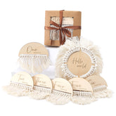 Let's Make boho baby milestone hello-world-sign enhances newborn photo memories.