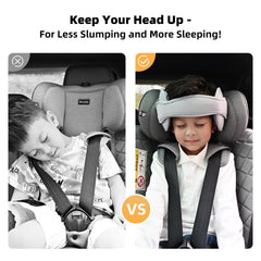 LETTON car head support gray front view shows compact ergonomic design.