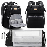 LexiRoman diaper bag backpack front view, showcasing organized pockets for on-the-go essentials.