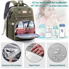 LexiRoman diaper bag backpack with stroller straps for hands-free transport.