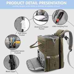 LexiRoman diaper bag backpack waterproof exterior resists rain and splashes.