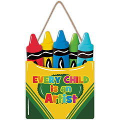 LHIUEM Colorful Crayon Wood Sign Decor full-view shows multicolor pencils sparking classroom creativity.