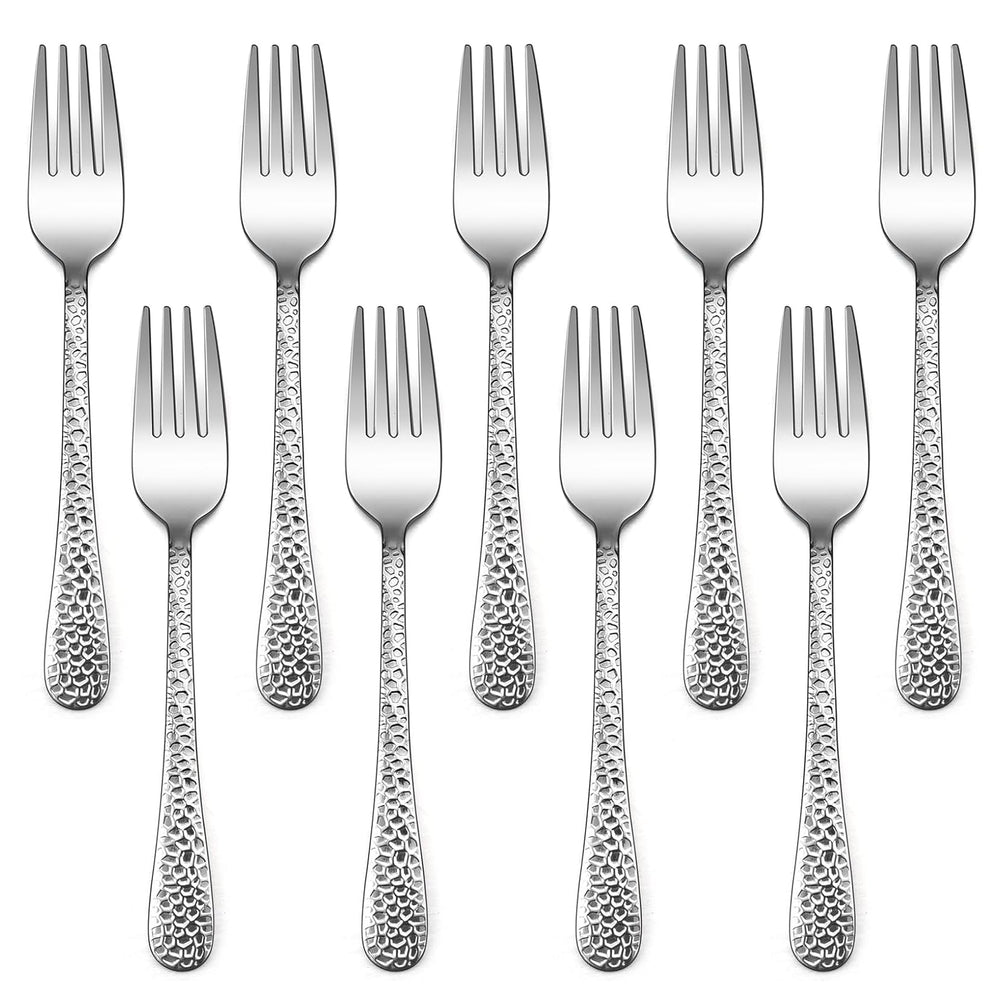 LIANYU 9-piece kids forks with hammered design promote easy self-feeding and grip