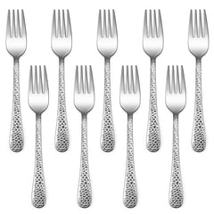 LIANYU 9-piece kids forks with hammered design promote easy self-feeding and grip