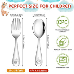 LIANYU Kids Silverware Set forks close-up with rounded tines for gentle feeding.