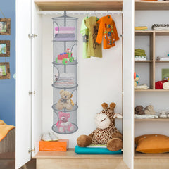 Libeder two-pack blue hanging organizers in use for toy storage.