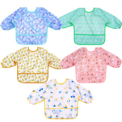 Lictin baby bibs with long sleeves offering waterproof protection during messy meals