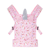 Lictin baby doll carrier front view pink unicorn—secure doll play