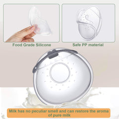 Lictin breast shell 70ml capacity demonstrated by side-by-side milk capture.