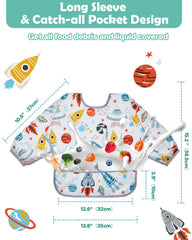Lictin long sleeve bib Green Whale design shielding clothing from moisture and stains.