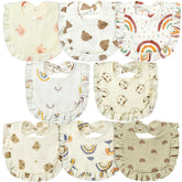 Lictin muslin bibs neutral 8-pack front view showing absorbent drool protection.