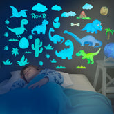 Liderstar dinosaur wall decals glow-dinosaurs daylight colors brighten playroom.