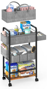 LIDTOP 2In1 diaper cart open front showing four-tier organization for nursery essentials