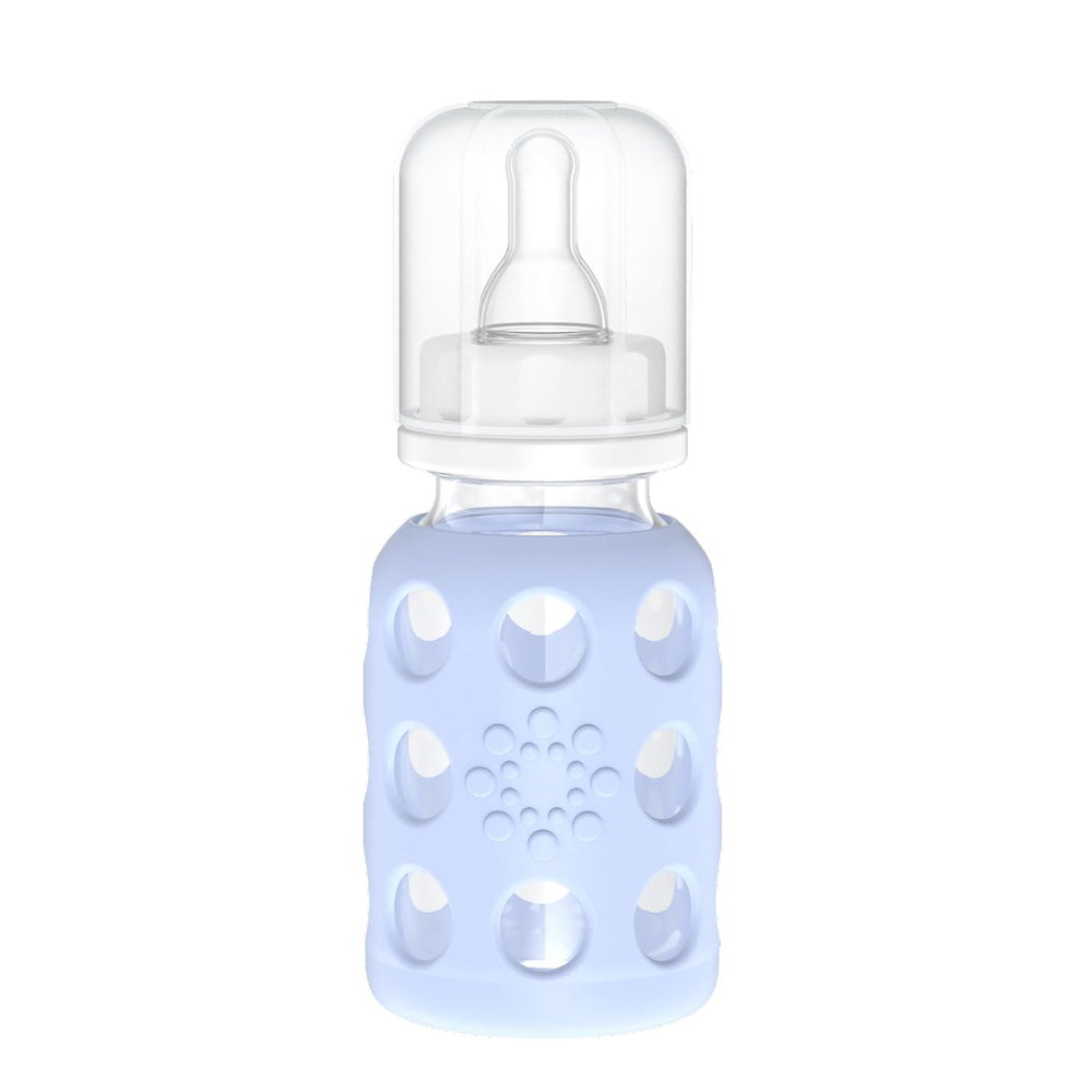 Lifefactory borosilicate glass baby bottle with protective sleeve for durable use