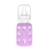 Lifefactory lavender bottle with protective sleeve offers secure grip.