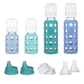 Lifefactory mint 4oz bottle with blanket sleeve provides a secure grip for little hands.