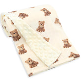 LifeTree bear-pattern blanket front offers soft bamboo blend for cozy newborn comfort