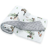 LifeTree baby blanket with muslin front in duck color shows breathable comfort for newborns.