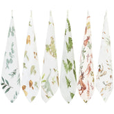 LifeTree 6-pack baby muslin washcloths with unisex patterns for gentle bath time.