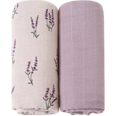 LifeTree baby swaddle blanket with lavender pattern for breathable comfort.