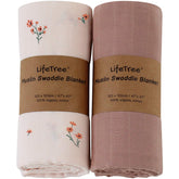 LifeTree baby swaddle blanket organic cotton closeup shows breathable fabric for newborn comfort.