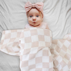 LifeTree Muslin Swaddle Blanket closeup fabric shows soft bamboo-cotton blend