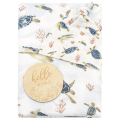 LifeTree sea turtle pattern muslin swaddle blanket offers breathable newborn comfort.