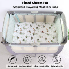 LifeTree pack-play sheets elastic-band ensures snug fit on 38x26x2 playard mattress.