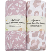 LifeTree swaddle blanket in purple flowers offers cozy newborn comfort.