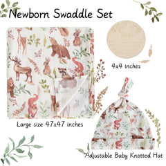 LifeTree swaddle with hat set features woodland design for baby comfort
