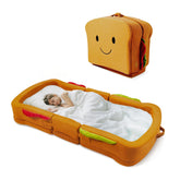 Liftoza toddler travel bed sandwich front view, compact travel-ready design