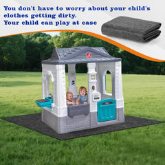 Ligebul outdoor playhouse mat shows waterproof PVC back staying in place.