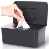 Lijroavy baby wipes dispenser lid open shows one-hand access for quick changes.