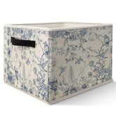 Likjad blue-white chinoiserie storage bin front view for stylish shelf organization and decor.