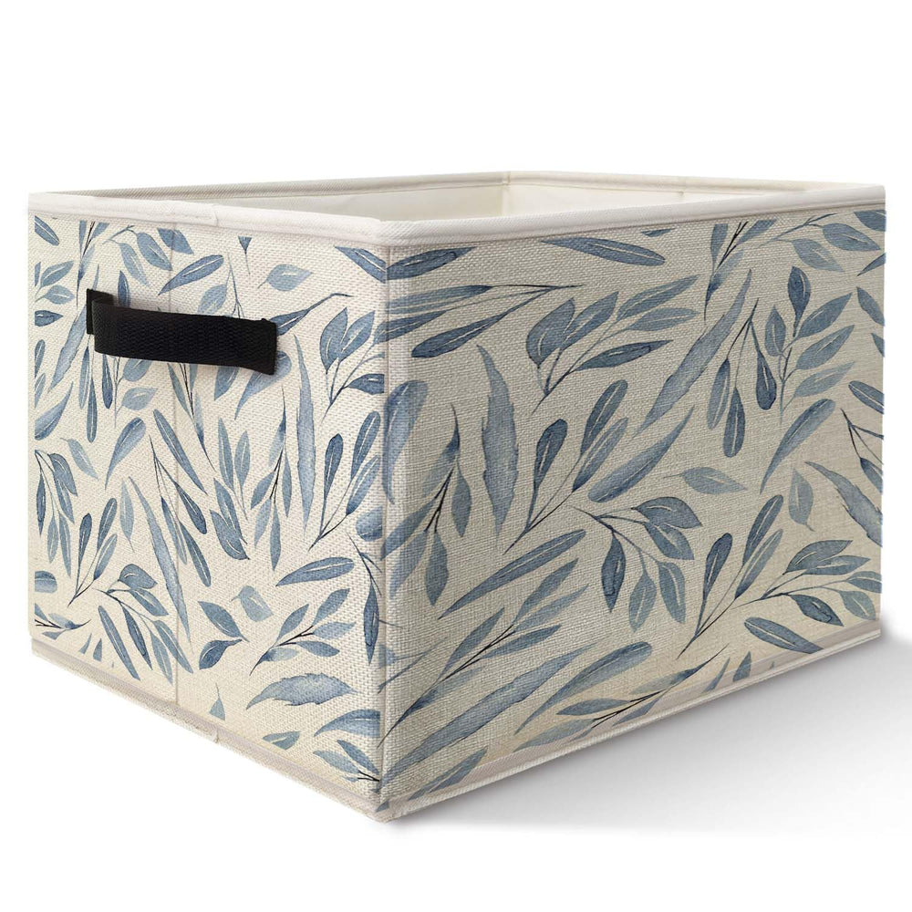Likjad Bluw boho floral storage bin folded for compact organization.