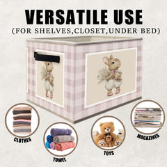Likjad Bunny Nursery Storage Bin folded for compact storage in a closet or shelf.
