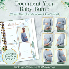 Lil Nuggets pregnancy journal with spiral binding for easy weekly writing and flat pages.