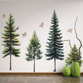 Lilacanthara green pine tree wall decal shows varied heights for a tranquil forest focal point.