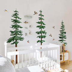 Lilacanthara pine trees wall decal with tall pines creating calm nursery backdrop
