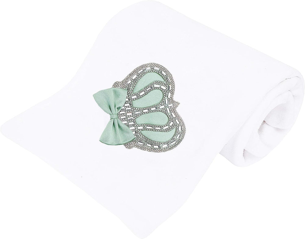 Lilax baby girl newborn Jewels Crown Swaddle closeup stone detailing boosts regal style and comfort