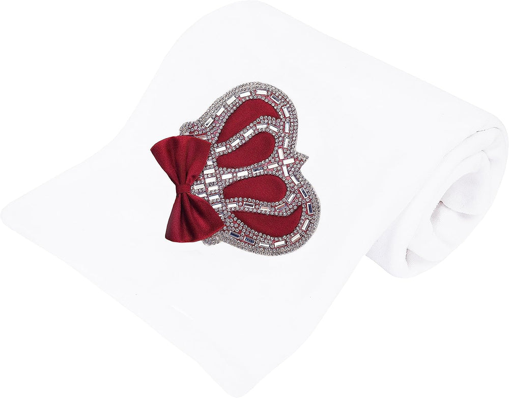 Lilax Crown Jewels Swaddle Burgundy front view shows plush softness for newborn warmth