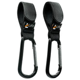 LilFe 2 Pcs Black Stroller Hooks hanging bags from stroller for hands-free strolls