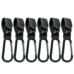 LilFe 6 Pcs stroller hooks on handle for hands-free strolling with bags.