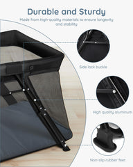 Lilian&Gema 2-in-1 travel crib front view demonstrates easy access for naps.