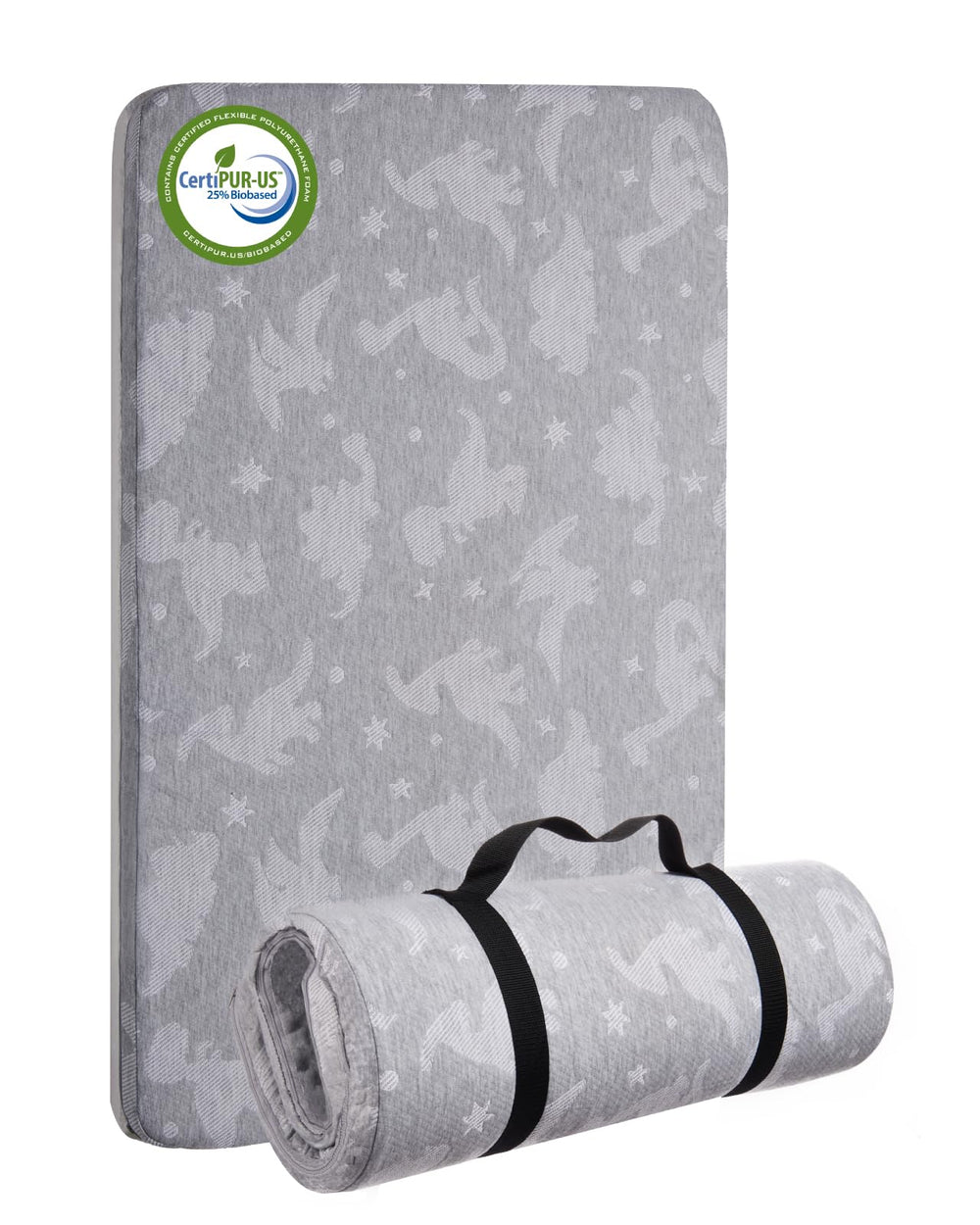 Lilian&Gema pack n play mattress folded for travel offers portable baby comfort.