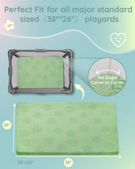 Lilian&Gema mattress in a playpen demonstrates soft, breathable support for baby playtime